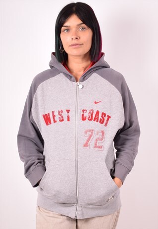 NIKE WOMENS VINTAGE HOODIE JACKET LARGE GREY 90S