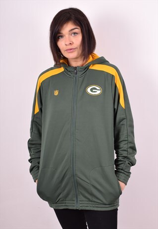 NFL WOMENS VINTAGE PACKERS HOODIE JACKET XL GREEN 90S