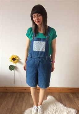 Vintage 80s Blue Denim Dungaree Shorts