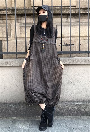 SUMMER KOREAN-STYLE GINGHAM OVERALLS