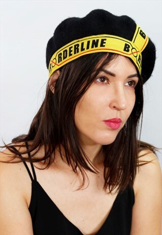 BLACK LOGO WOOL BERET
