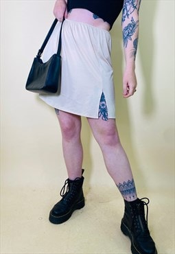 Vintage 90's Y2K Beige Side Split Mini Slip Skirt