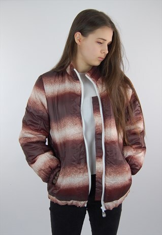 VINTAGE PUFFER PUFFY JACKET RED SPRAYPAINT EFFECT PATTERN