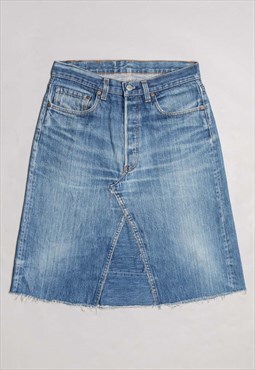Levi's blue denim mid-length zig-zag front stitching Skirt