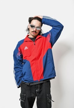 Adidas soccer windbreaker jacket red blue Men's vintage 