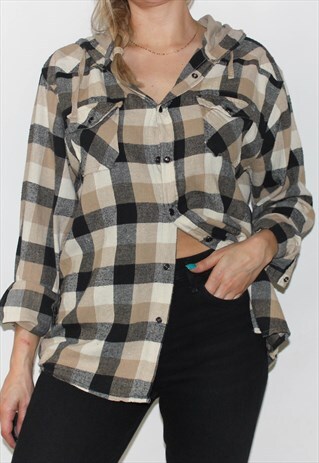 VINTAGE 90'S OVERSIZED SOFT CHECK FLANNEL BOYFRIEND SHIRT