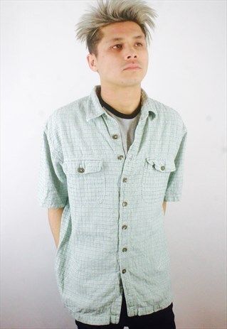 VINTAGE 90S GREEN CHECK COTTON SHIRT