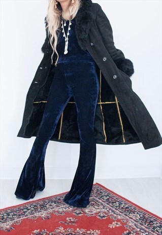 VINTAGE - SUGAR DADDY BLACK GENUINE SHEEPSKIN COAT