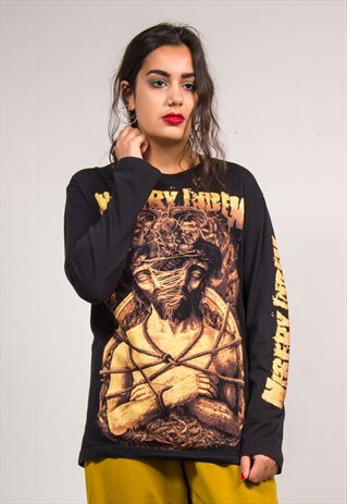 90'S VINTAGE BLACK GRUNGE ROCK BAND LONG SLEEVE T-SHIRT