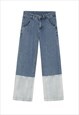 KALODIS WASHED LOOSE STRAIGHT-LEG COLOR-BLOCK JEANS
