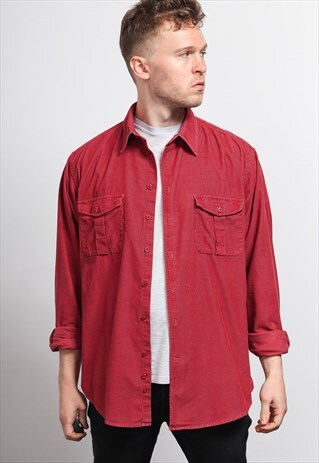 VINTAGE CORDUROY CORD SHIRT RED