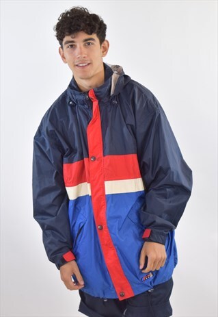 VINTAGE 90S BLUE RED KWAY RAIN COAT JACKET