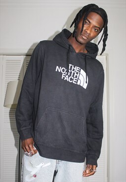 Vintage 90s Black The North Face Spell Out Print Hoodie
