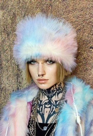 FAUX FUR HEADBAND LUXURY FLEECE HEAD COVER IN PASTEL PINK