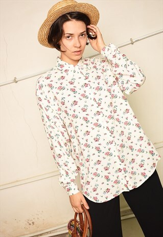 90'S RETRO FLORAL FESTIVAL PARIS CHIC SHIRT TOP