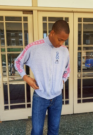 GREY AND PINK TRACK TOP