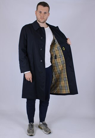 VINTAGE BURBERRY TRENCH BLACK COAT ELEGANT JACKET