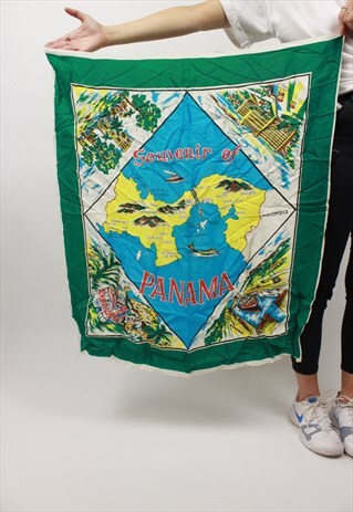 VINTAGE PANAMA SOUVENIR SILKY SCARF