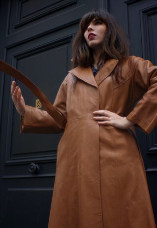 RARE VINTAGE 70'S LEATHER TRENCH-COAT