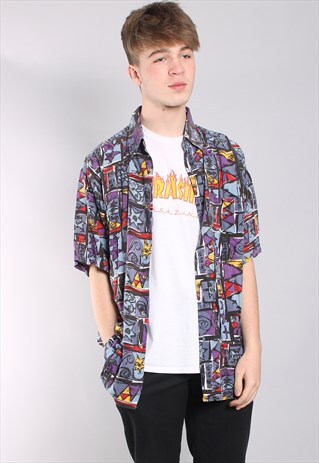 VINTAGE ABSTRACT CRAZY PATTERN SHIRT