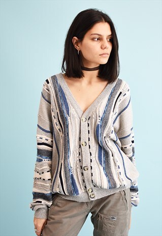 90'S RETRO SLOUCHY JAZZY GRANDADS OVERSIZED CARDIGAN