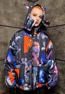 Raver bomber cyber jacket handmade detachable grunge puffer 