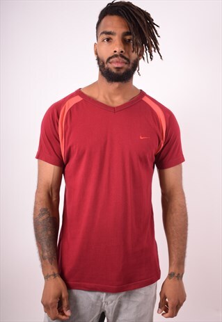 NIKE MENS VINTAGE T-SHIRT TOP MEDIUM MAROON 90S