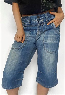 Vintage Y2k Early 2000s Diesel Denim Jorts /  Long Shorts