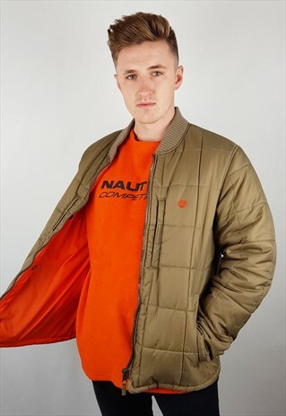 VINTAGE TIMBERLAND PADDED JACKET GREEN ORANGE