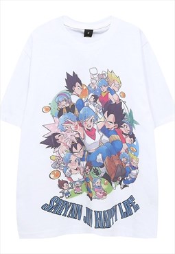 Anime print t-shirt DBZ tee Dragon ball retro top in white