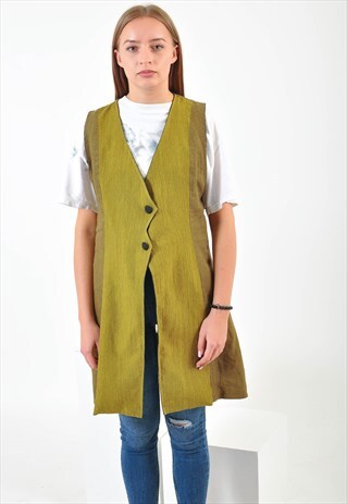 VINTAGE LONG MAXI VEST IN GREEN