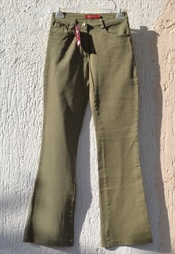 Deadstock khaki green high waist bootcut jeans