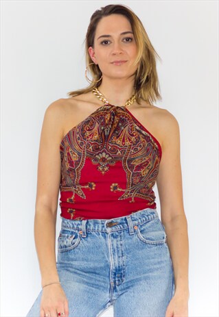 VINTAGE 90'S GOLD CHAIN HALTER TOP