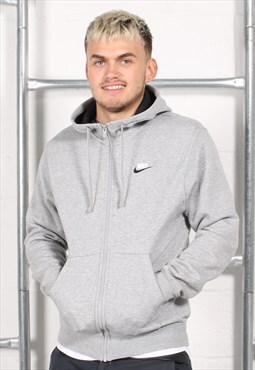 Vintage Nike Hoodie in Grey Zip Up Hooded Jumper XS