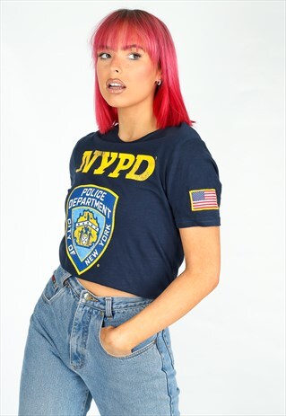 VINTAGE NYPD T-SHIRT IN BLUE