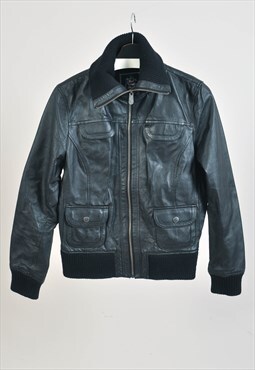 Vintage 00s real leather jacket in black