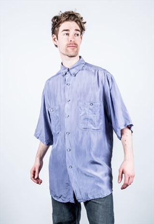 VINTAGE 1980S PURPLE SILK SHIRT