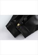 FAUX LEATHER VARSITY JACKET RETRO WASH PU BOMBER IN BLACK
