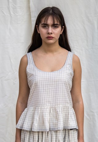 RACHEL WHITE CHECKS SLEEVELESS TOP