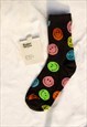 NEON RAINBOW ALL OVER SMILEY FACE PRINT SOCKS