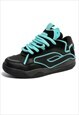 CHUNKY SOLE TRAINERS RETRO PATCH SNEAKERS SKATE SHOES BLACK