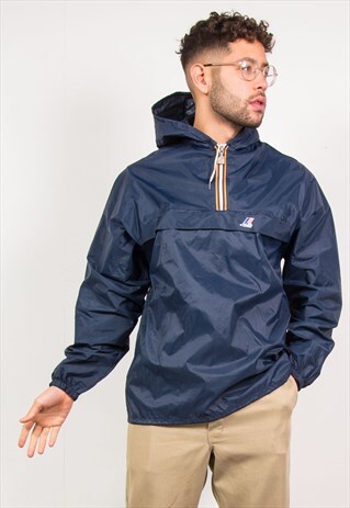 K-WAY WATERPROOF 1/4 ZIP CAGOULE RAIN JACKET