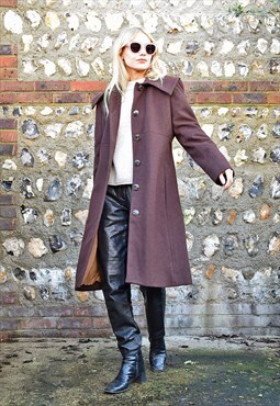Vintage Wool Coat Brown Classic Fitted
