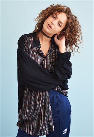 90'S RETRO ABSTRACT PRINT OVERSIZED DADS SHIRT TOP
