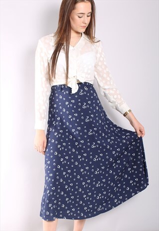 VINTAGE 80S ABSTRACT PRINT A-LINE MAXI SKIRT