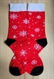 SNOWFLAKE PATTERN COZY CHRISTMAS SOCKS IN RED