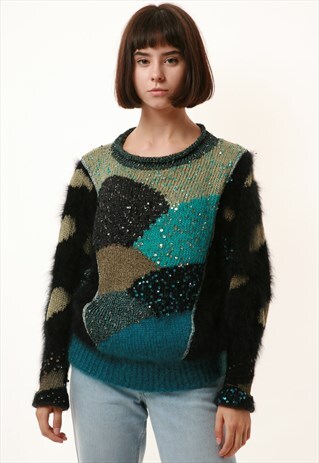 80S VINTAGE PARTY BRIGHT NIGHT COZY JUMPER 1074