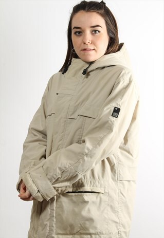 VINTAGE CALVIN KLEIN LONG BEIGE PADDED COAT / JACKET