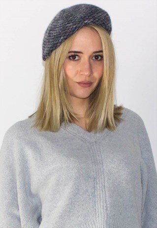 VINTAGE 90'S GREY KANGOL WOOL BERET
