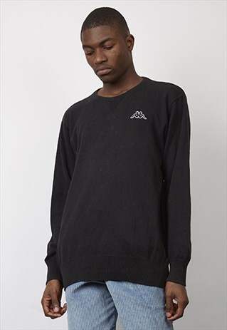 VINTAGE 90'S KAPPA LOGO BLACK KNIT JUMPER